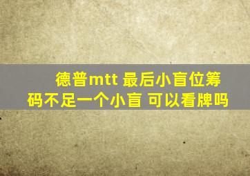 德普mtt 最后小盲位筹码不足一个小盲 可以看牌吗